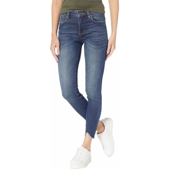 KUT from the Kloth Connie High-Rise Ankle Skinny Jeans 0 Behave W/Dark Stone Ba